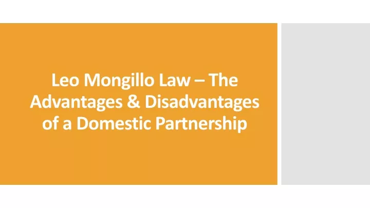 leo mongillo law the advantages disadvantages of a domestic partnership