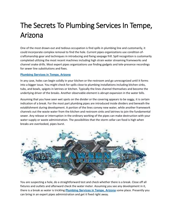 the secrets to plumbing services in tempe