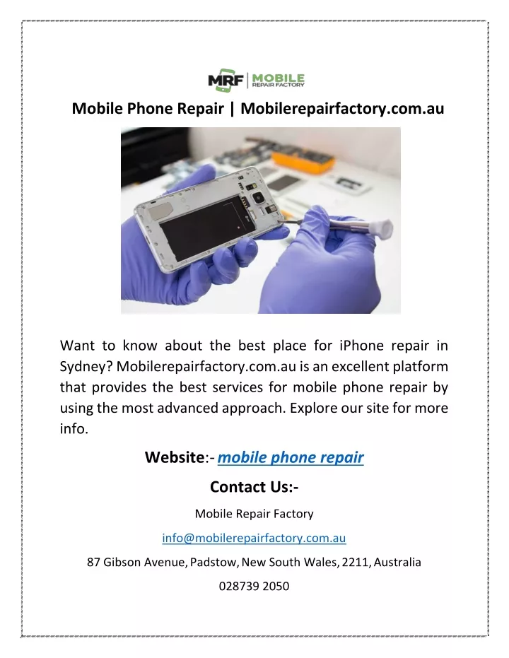 mobile phone repair mobilerepairfactory com au