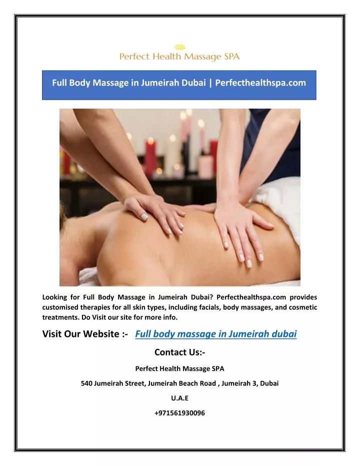 full body massage in jumeirah dubai