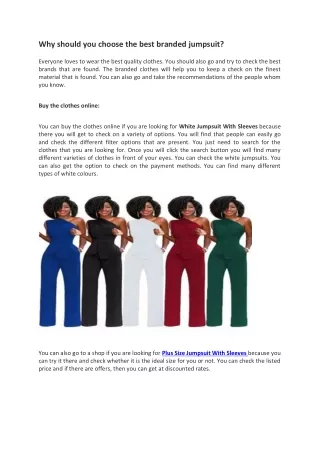 why should you choose the best branded jumpsuit