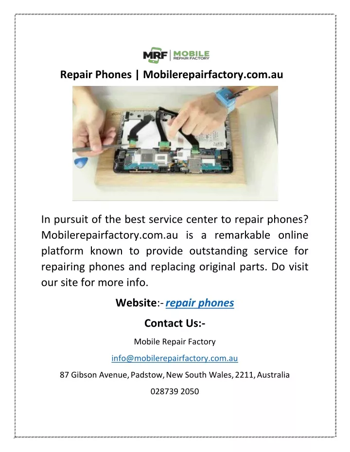 repair phones mobilerepairfactory com au