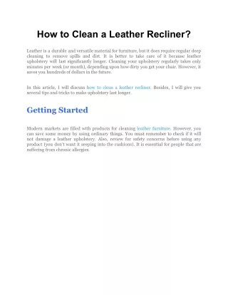 how to clean a leather recliner