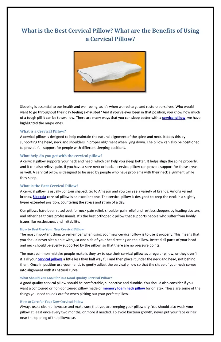 what is the best cervical pillow what