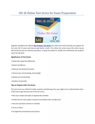 SSC JE Online Test Series for Exam Preparation