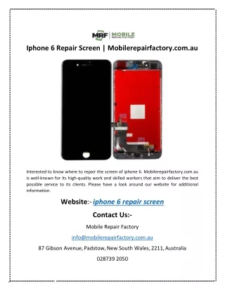iphone 6 repair screen mobilerepairfactory com au