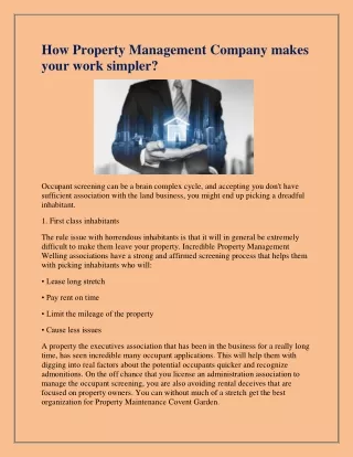 how property management company makes your work