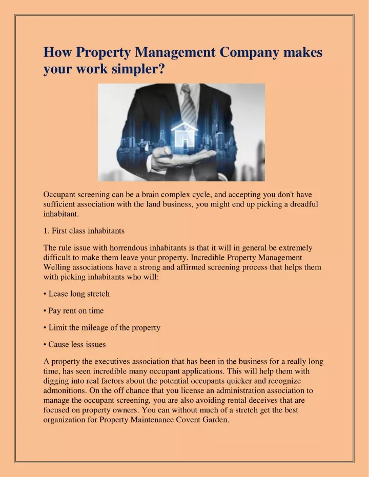 how property management company makes your work