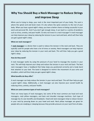 why you should buy a neck massager to reduce