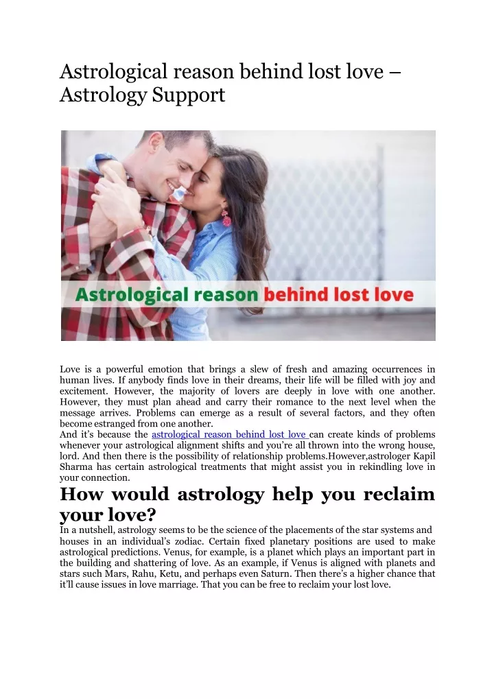 astrological reason behind lost love astrology support