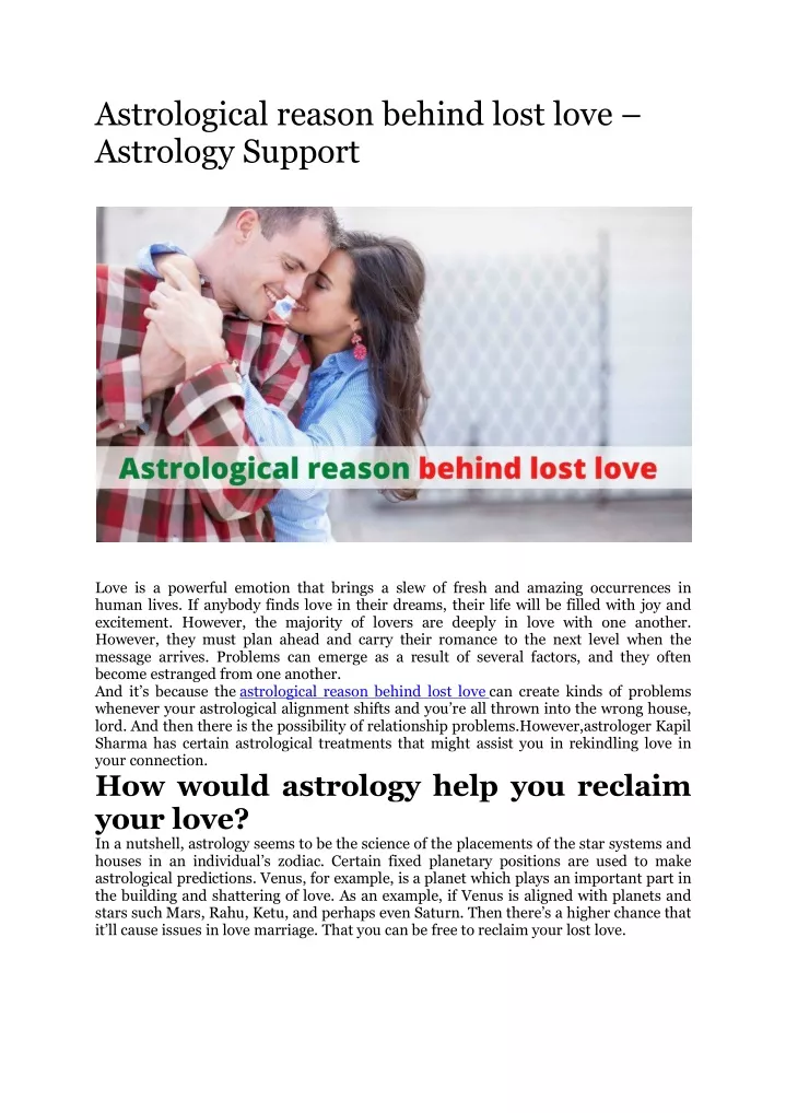 astrological reason behind lost love astrology