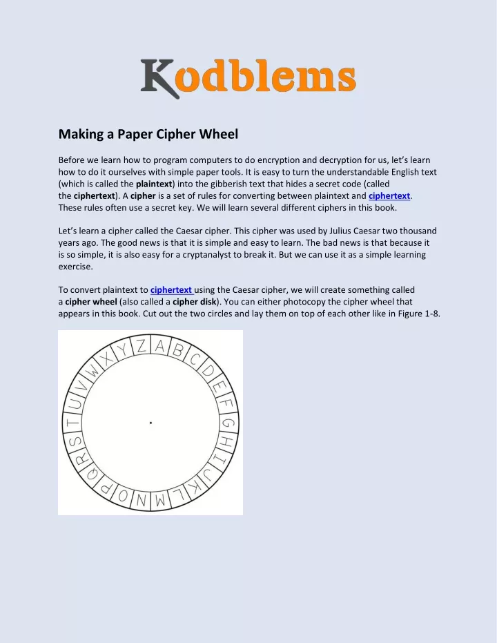 making a paper cipher wheel