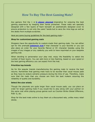 how to buy the best gaming mats