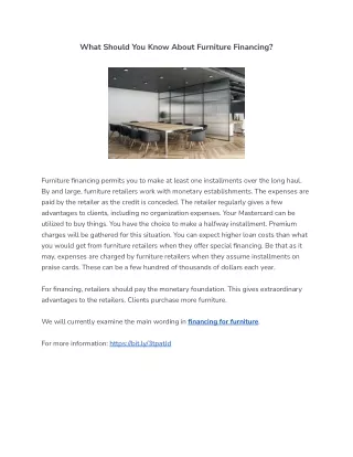what should you know about furniture financing