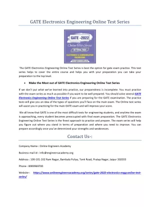 GATE Electronics Engineering Online Test Series