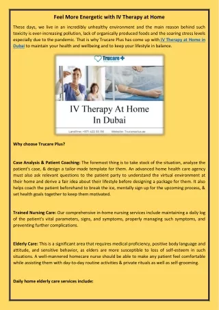 IV Therapy at Home in Dubai