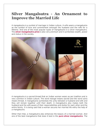 silver mangalsutra an ornament to improve