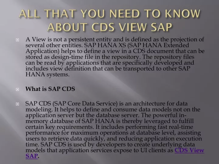 all that you need to know about cds view sap