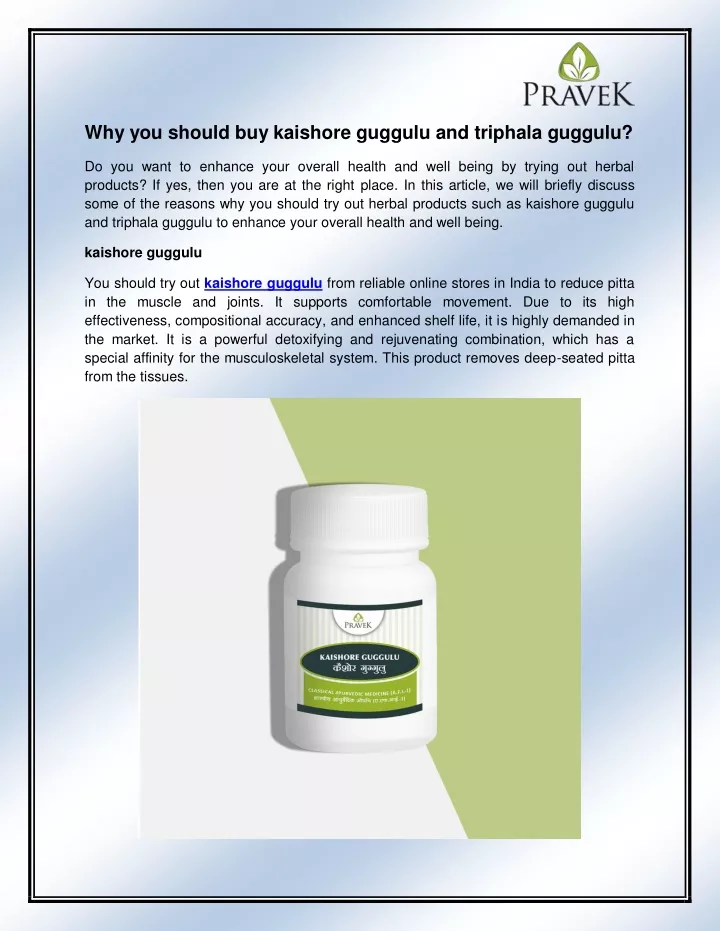 why you should buy kaishore guggulu and triphala