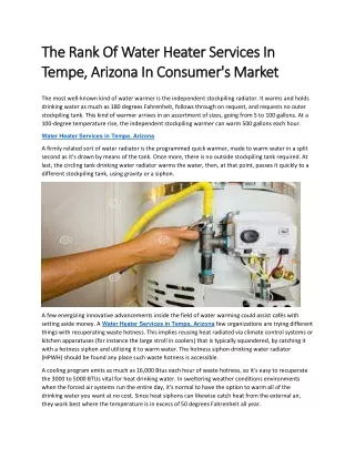 The Rank Of Water Heater Services In Tempe