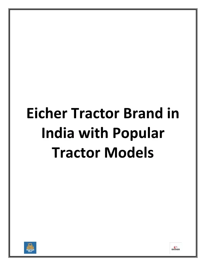 eicher tractor brand in india with popular