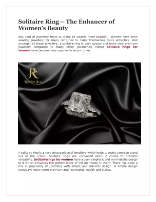 solitaire ring the enhancer of women s beauty