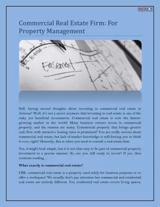 Commercial Real Estate Firm: For Property Management