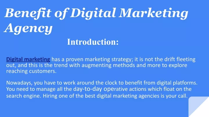 benefit of digital marketing agency introduction