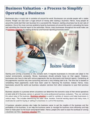 business valuation a process to simplify