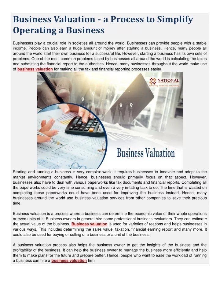 business valuation a process to simplify