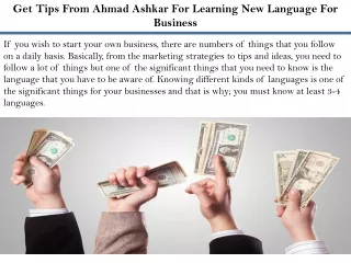 Get Tips From Ahmad Ashkar For Learning New Language For Business