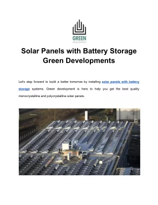 Solar panels with battery storage - Green Developments