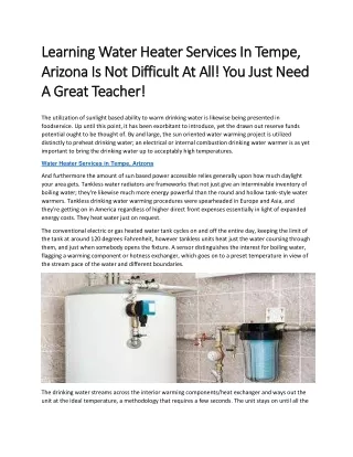 Learning Water Heater Services In Tempe