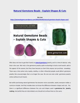 Natural Gemstone Beads – Explain Shapes & Cuts