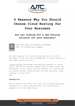6 reasons why you should choose cloud hosting