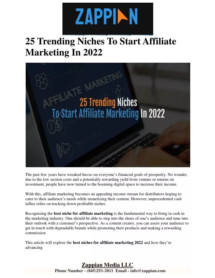 25 trending niches to start affiliate marketing