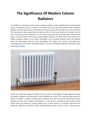 The Significance Of Modern Column Radiators