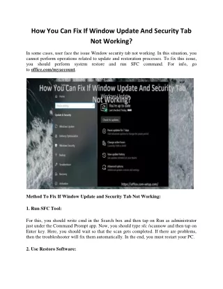 how you can fix if window update and security