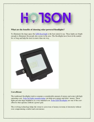 Solar led lights manufacturing at fsfortune.com