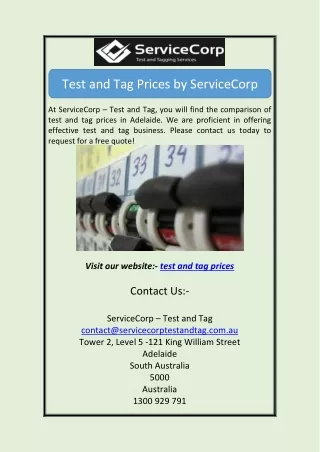 test and tag prices by servicecorp