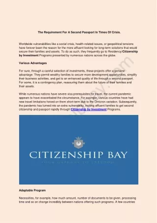 the requirement for a second passport in times