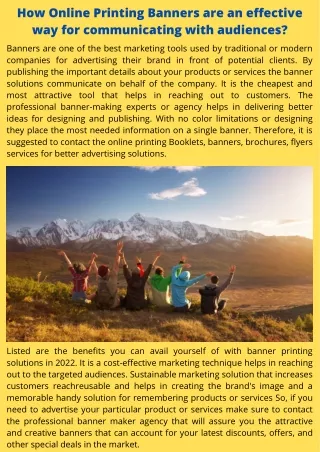 How Online Printing Banners are an effective way for communicating with audiences?