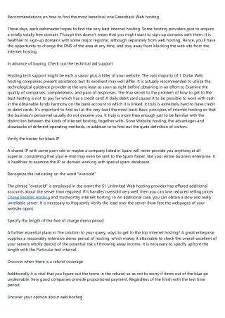 recommendations on how to find the most