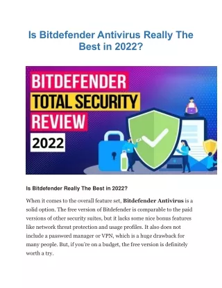 Is Bitdefender Antivirus Really The Best in 2022