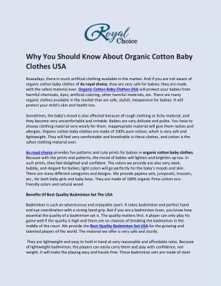 AS Royal Choise Why You Should Know About Organic Cotton Baby Clothes USA