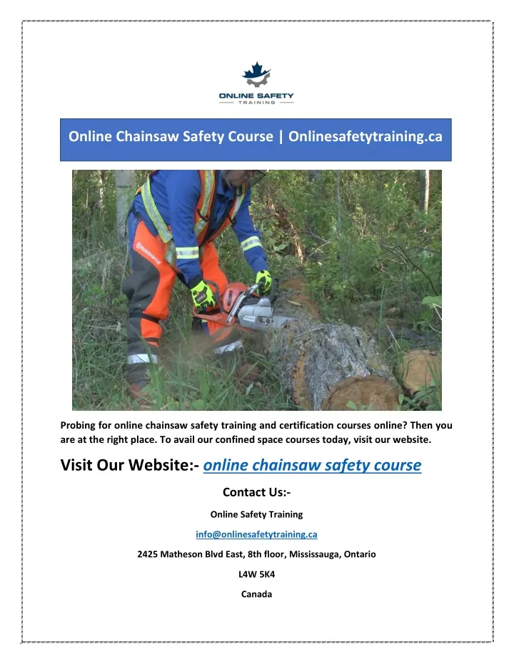 online chainsaw safety course