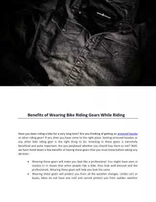 Benefits of Wearing Bike Riding Gears While Riding
