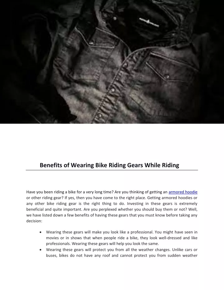 benefits of wearing bike riding gears while riding