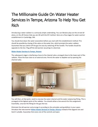 The Millionaire Guide On Water Heater Services In Tempe