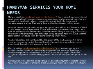 Handyman Services Your Home Needs